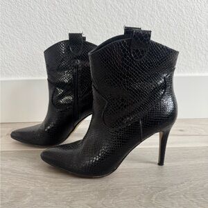 Black Snakeskin Booties